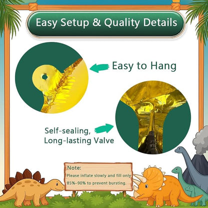 LilyZheng Dinosaur Number 2 Balloon, 40 Inch Large Gold Foil Number Balloon - Image 3