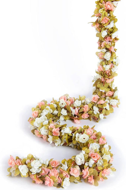Artificial Flower Garland 8pcs 8.2ft Rose Vine Decor, Fall Pink Flower | - Image 12