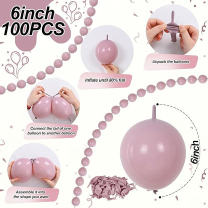 Dusty Pink Linking Balloons, Quick Linked Balloon - Image 2