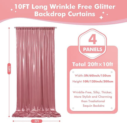 20x10ft Shimmer Rose Gold Sequin Backdrop Curtain - Image 5