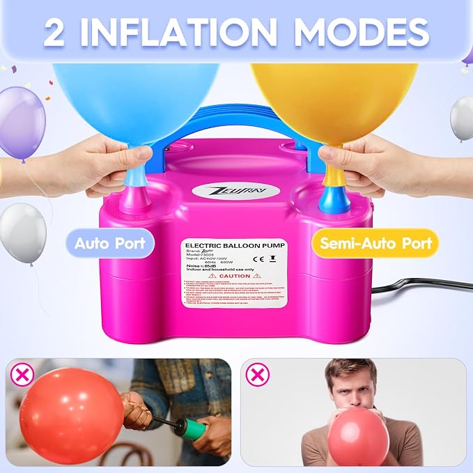 Balloon Pump Electric, Portable Balloon Inflator, Dual Nozzle 110v 600w - Image 6