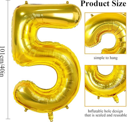 Number 55 Balloons for 55th Birthday Party Decorations, 0-100 Large Gold Foil - Image 2