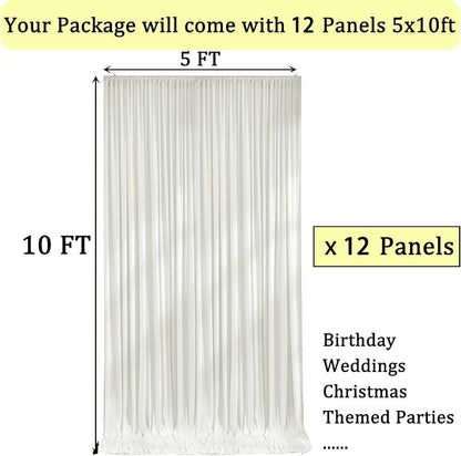 60ftx10ft Wrinkle Free Ivory Backdrop Curtains - Image 6