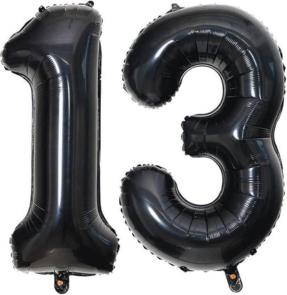 40 Inch Black 13 Number Balloons Giant Jumbo Huge 13 or 31 Foil Mylar Helium by LHOAVWE