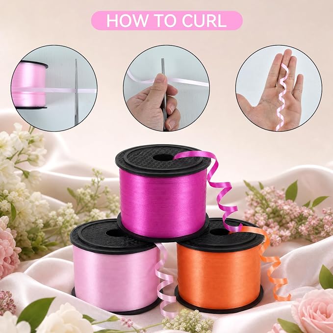 TONIFUL Pink, Deep Pink and Orange Curling Ribbon Balloon String | 300 yards - Image 6