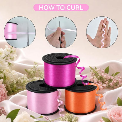 TONIFUL Pink, Deep Pink and Orange Curling Ribbon Balloon String | 300 yards - Image 6