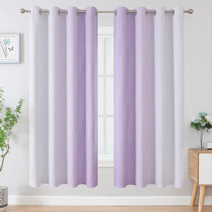 Lilac and Greyish White Gradient Blackout Curtains - Image 2