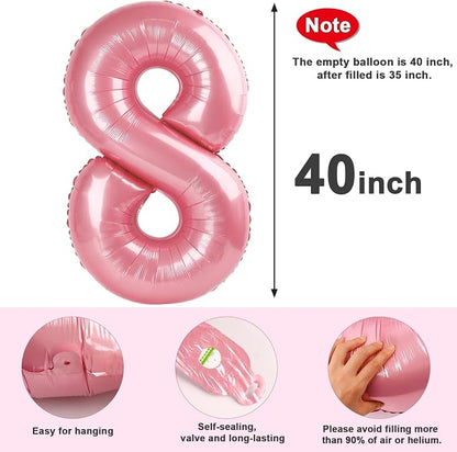 8 Balloon Numbers Birthday Decorations, 40In Pearl Pink Balloons - Image 5
