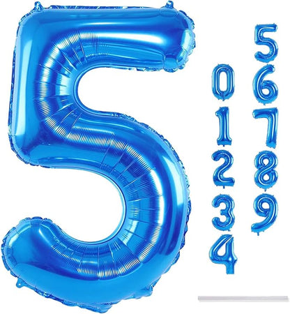 Blue Number Balloons, 40inch Large Number 5 Foil Mylar Helium Balloons - Image 9