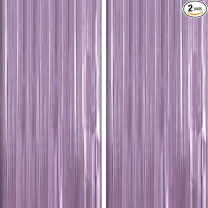 PartyWoo Light Purple Metallic Lavender Foil Tinsel Streamers 2pcs 8.2FT | by PartyWoo