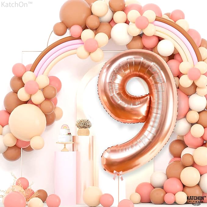 KatchOn, Rose Gold Number 9 Balloon - Image 6