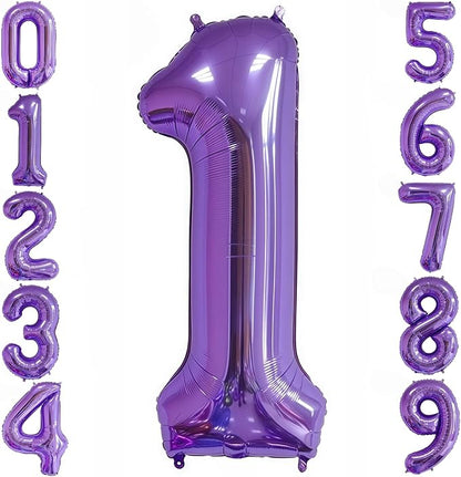 Purple 1 Balloon Number, 40 Inch Number 1 Balloon Big Purple 1 Foil Mylar by BBPOOL