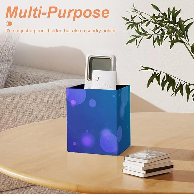 Square Pens Pencils Holder Cup PU Leather Desktop Stationery Organizer Case New - Image 7
