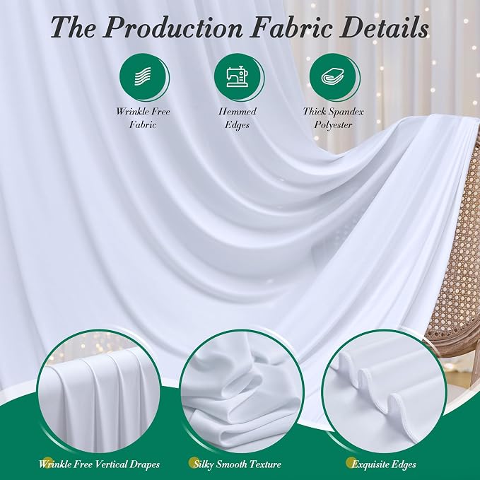 40 ft x 8 ft White Backdrop Curtain Drapes - Image 6