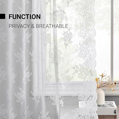 Kotile White Sheer Lace Curtains - Image 5
