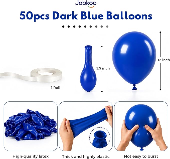 Jobkoo Blue Balloons 12 Inch - Image 2