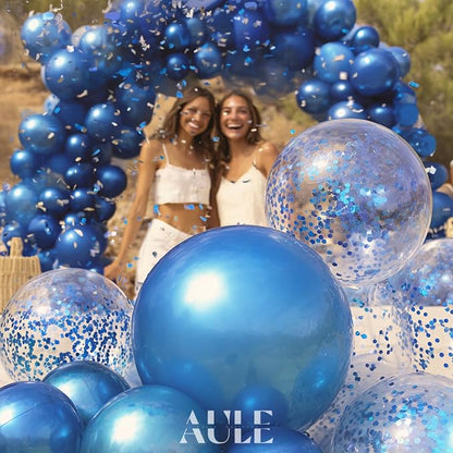 AULE 100Pcs Metallic Blue Balloons 18/12/10/5 Inch Different Sizes | Chrome - Image 2
