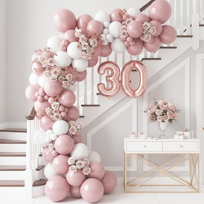 RUBFAC Dusty Pink Balloons Different Sizes Blush Pink Balloon Arch 154pcs | - Image 5