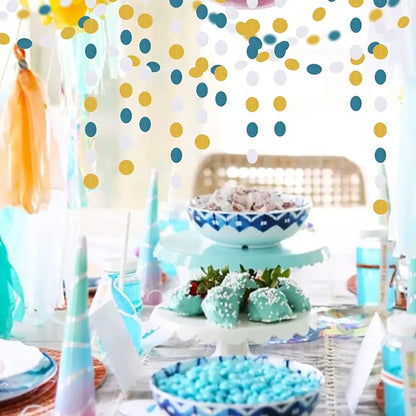 Teal-Turquoise White-Gold Party-Decorations Garland Streamers - 52Ft Woman Girl - Image 4