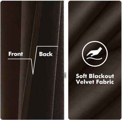 MIULEE Velvet Curtains Brown 52 x 84 Inch Length Set of 2 | Grommet Drapes - Image 4