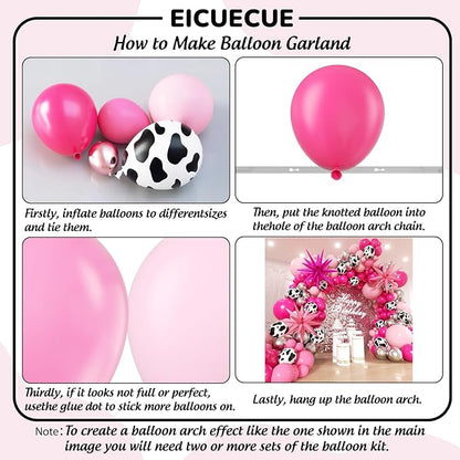 Disco Cowgirl Party Decorations 181Pcs Hot Pink Silver Cowgirl Balloon Arch - Image 3