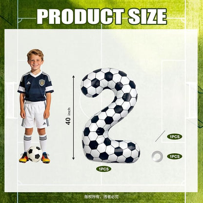 40 Inch Soccer Number 2 Foil Balloon, Soccer Birthday Party Decorations | - Image 2