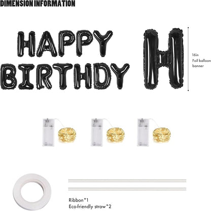 CANREVEL Happy Birthday Banner Decorations + Sign Balloons, - Image 2