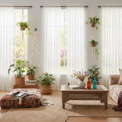 WAZZIO White Boho Lace Curtains 84 Inch -Cute Vintage Victorian Sheer Panel - Image 4