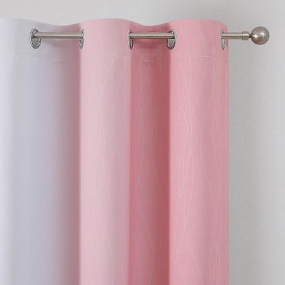 Pink and Greyish White Ombre Blackout Curtains 54 Inch Long - Image 4
