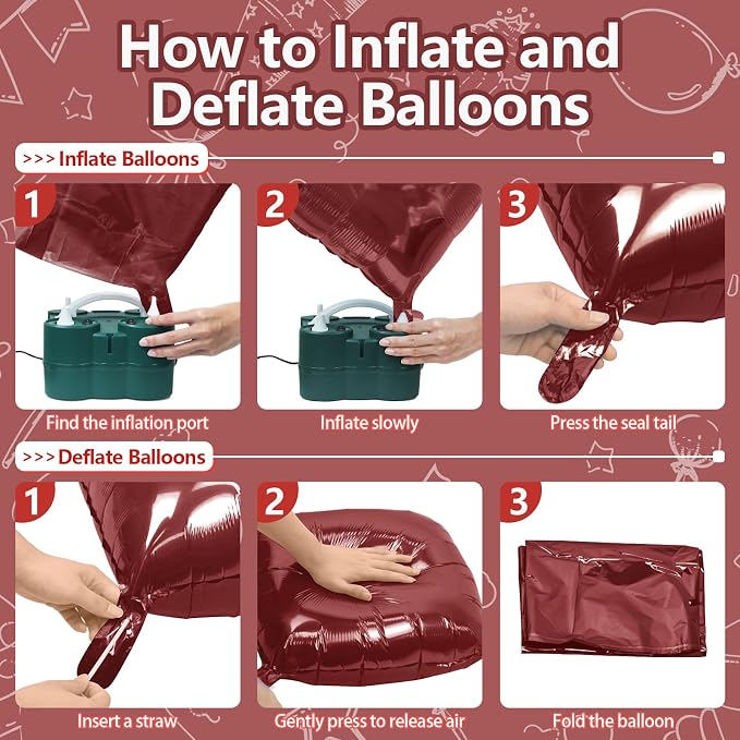 NISOCY 25PCS Maroon Square Foil Balloons Wall Backdrop | Double Sided Brown Red - Image 3