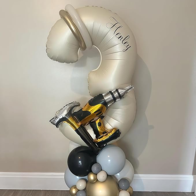 Cream Number 6 Balloons, 40 Inch 6 Balloons Giant Helium Foil Mylar Beige 6 - Image 7