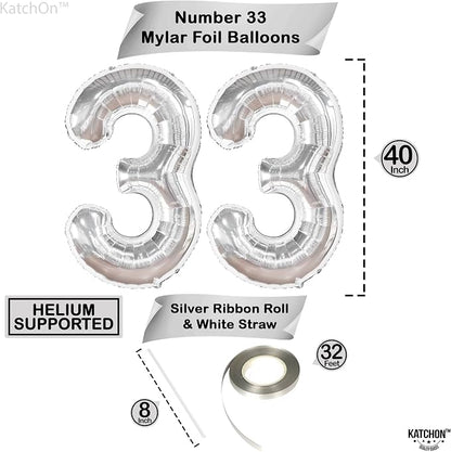 KatchOn 33 Balloon Numbers Silver 40 Inch, 33 Birthday Decorations | 33 number - Image 4
