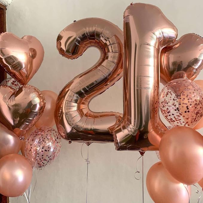 Rose Gold 24 Number Balloons, 40 Inch Giant Number 24 Balloons Foil Mylar - Image 4