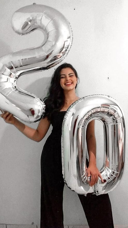 Large Number Balloons 40 Inch Silver 20 Balloon - Image 3