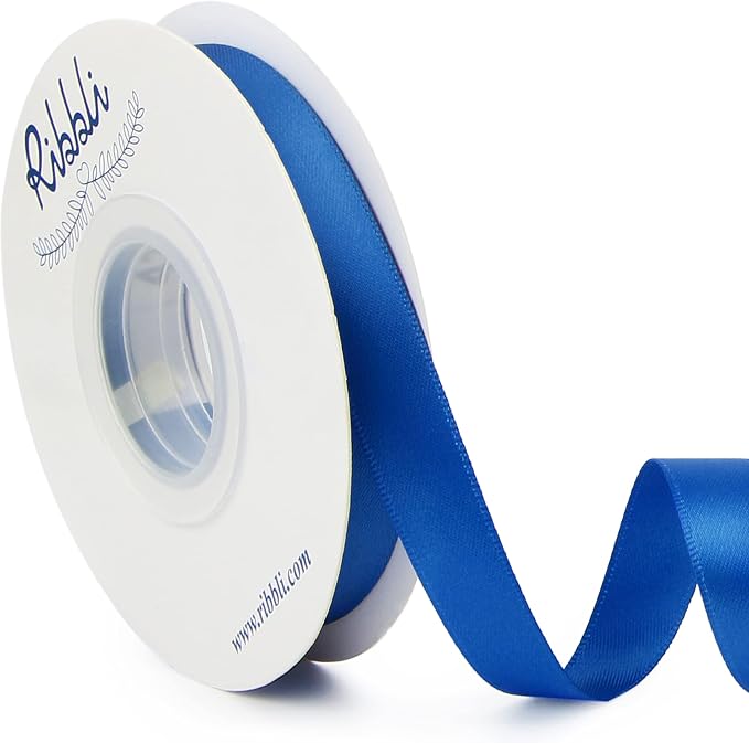 Ribbli Royal Blue Double Faced Satin Ribbon, 1/2” x Continuous 25 Yards by Ribbli