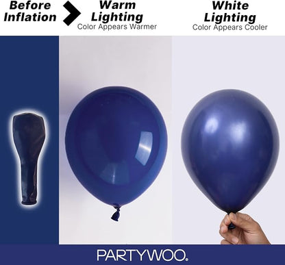 PartyWoo Navy Blue Balloons 120pcs Dark Blue Color 18 12 10 5 Inch | 18 12 10 5 - Image 3