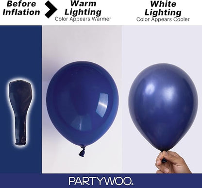 PartyWoo Navy Blue Balloons 100pcs Dark Blue Color 18 12 10 5 Inch | Balloons - Image 3