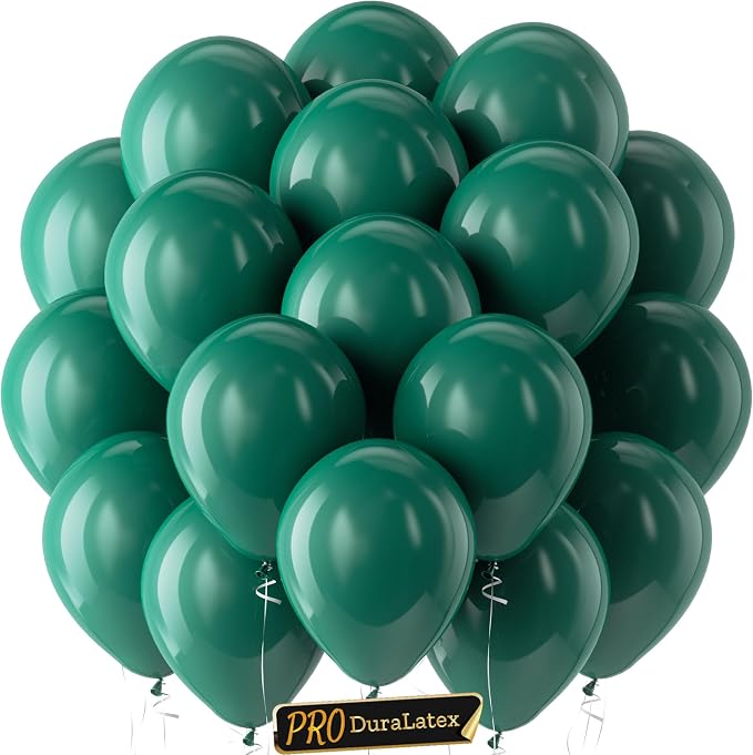 Pro Duralatex Dark Green Extra-Thick Balloons 120 Pack 10 inch | Emerald Hunter by Bezente