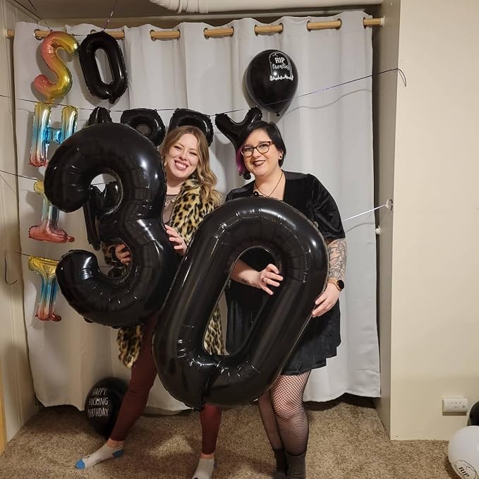 Number Balloons 40 Inch Black 0 Balloon - Image 3