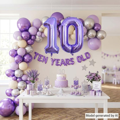 Purple Number 10 Balloon 40 Inch, Giant Mylar Foil Number 1 and 0 Balloons - Image 7