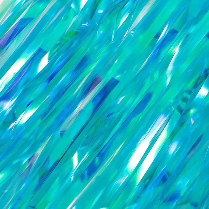 BRAVESHINE Iridescent Blue Fringe Curtains | Holographic Tinsel Backdrop | 2 - Image 7