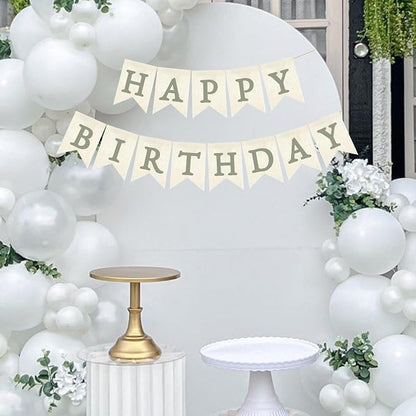 Green Happy Birthday Banner Sage Olive Pre-strung Burlap Bunting Party Backdrop - Image 3