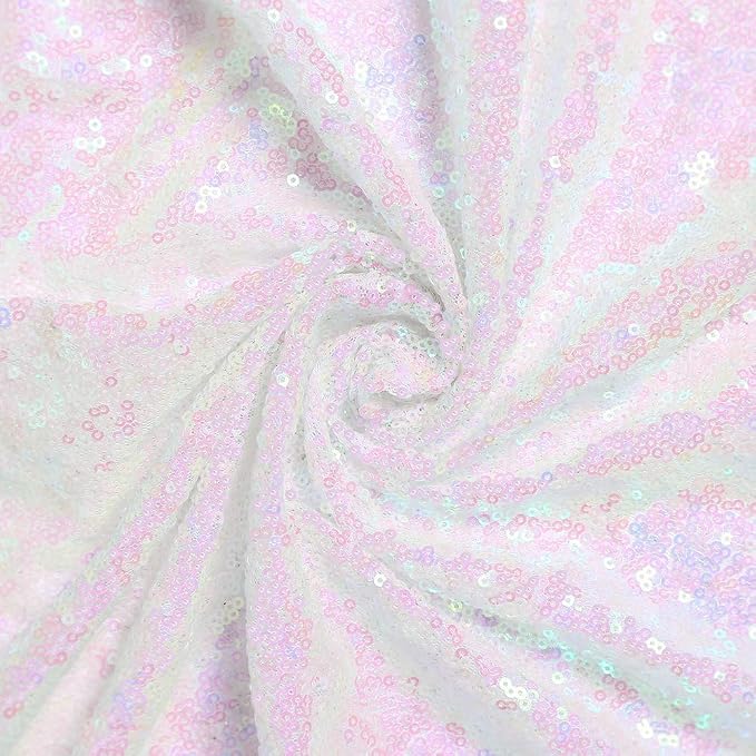 JYFLZQ White Iridescent Sequin Backdrop Curtains 10ft x 10ft 1 Panel Glitter - Image 2