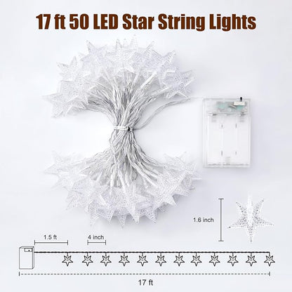 Minetom Star String Lights Battery Operated - 17 ft 50 LED Star Fairy String - Image 7