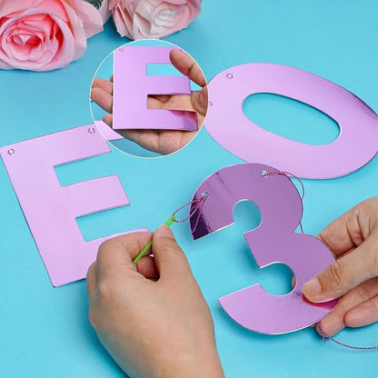 DIY Banner Kit with Letters Bright Pink Customizable Birthday Banners - Image 3