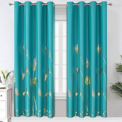 Teal Blackout Curtains 72 Inches Long, Grommet Curtains by ESTELARTEXTILER