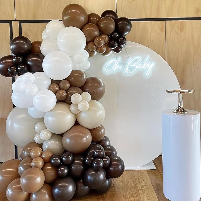 Brown Balloons, 12 Inch Coffee Brown Tan Cream Sand White Balloons - Image 4
