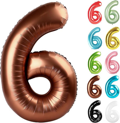 Coffee Brown Number 6 Balloon 40 Inch by IWERP