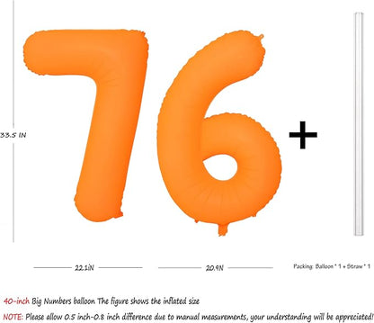 Orange Birthday Number 76 Balloon 40IN Fluorescent Orange 67 Balloon | - Image 2