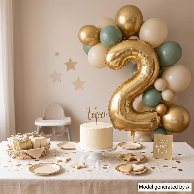 White Gold Number 2 Balloon 40 Inch, Foil Numeral - Image 7
